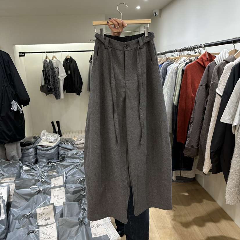 WINSOME韓國直郵㊣女士新品推薦真品職業時尚熱賣休閑褲含腰繩WINSOME休閑褲