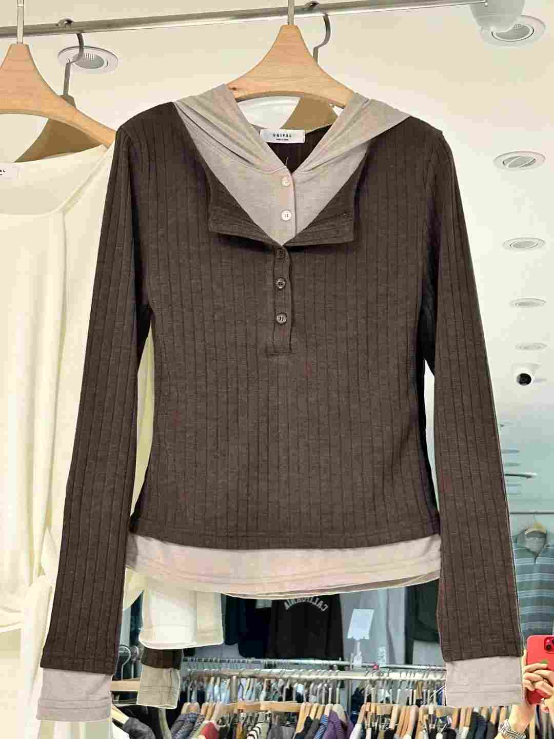 UGIPAL東大門㊣實拍女裝新品真品休閑25秋冬職業長袖T恤假兩件UGIPAL長袖T恤