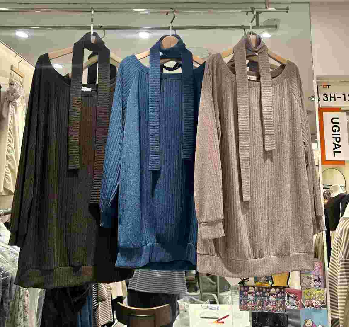 UGIPAL東大門㊣直郵女裝新款職業25秋冬時尚休閑長袖T恤含脖帶UGIPAL長袖T恤