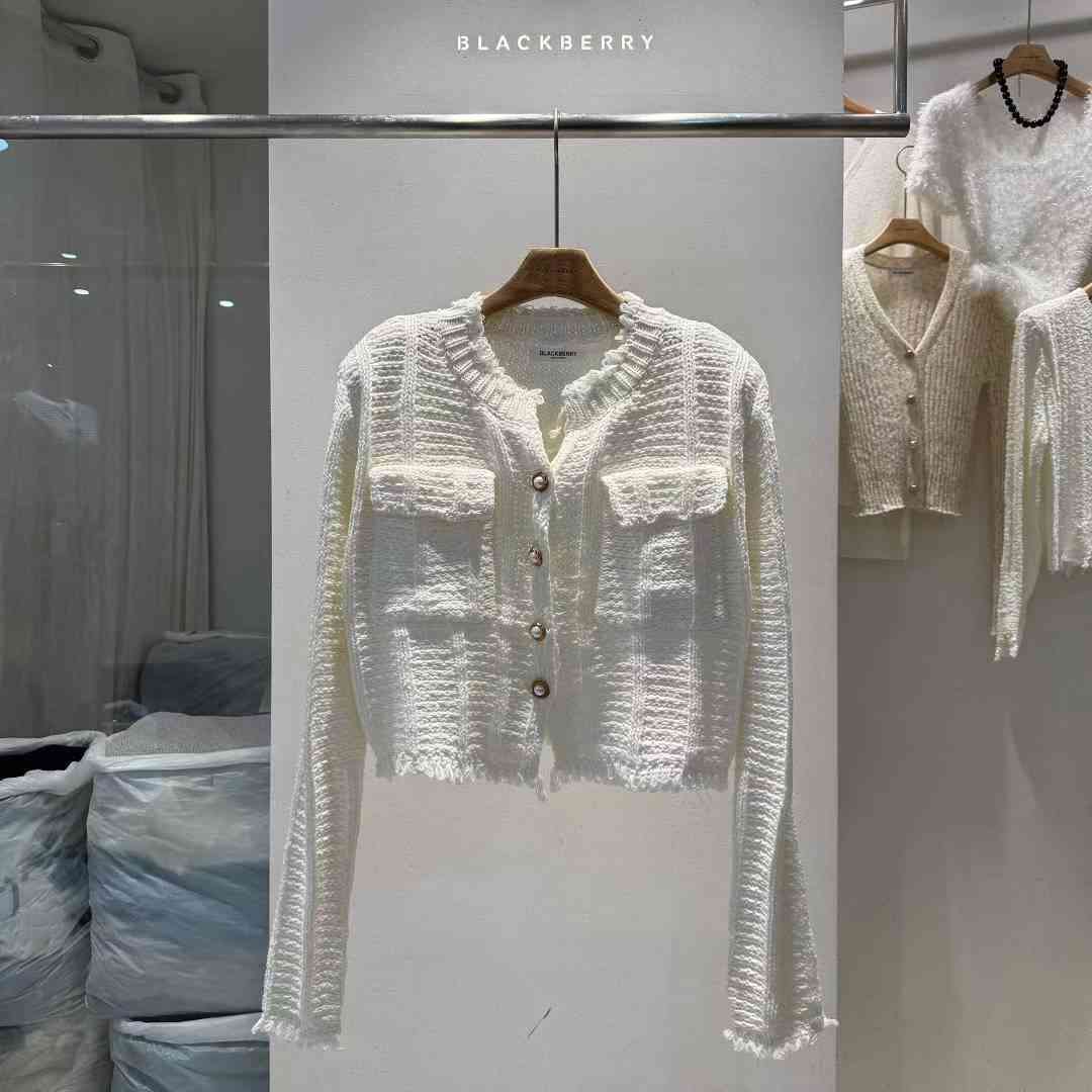 BLACKBERRY韓國直郵㊣女士新品休閑熱賣25秋冬針織衫雙口袋BLACKBERRY針織衫