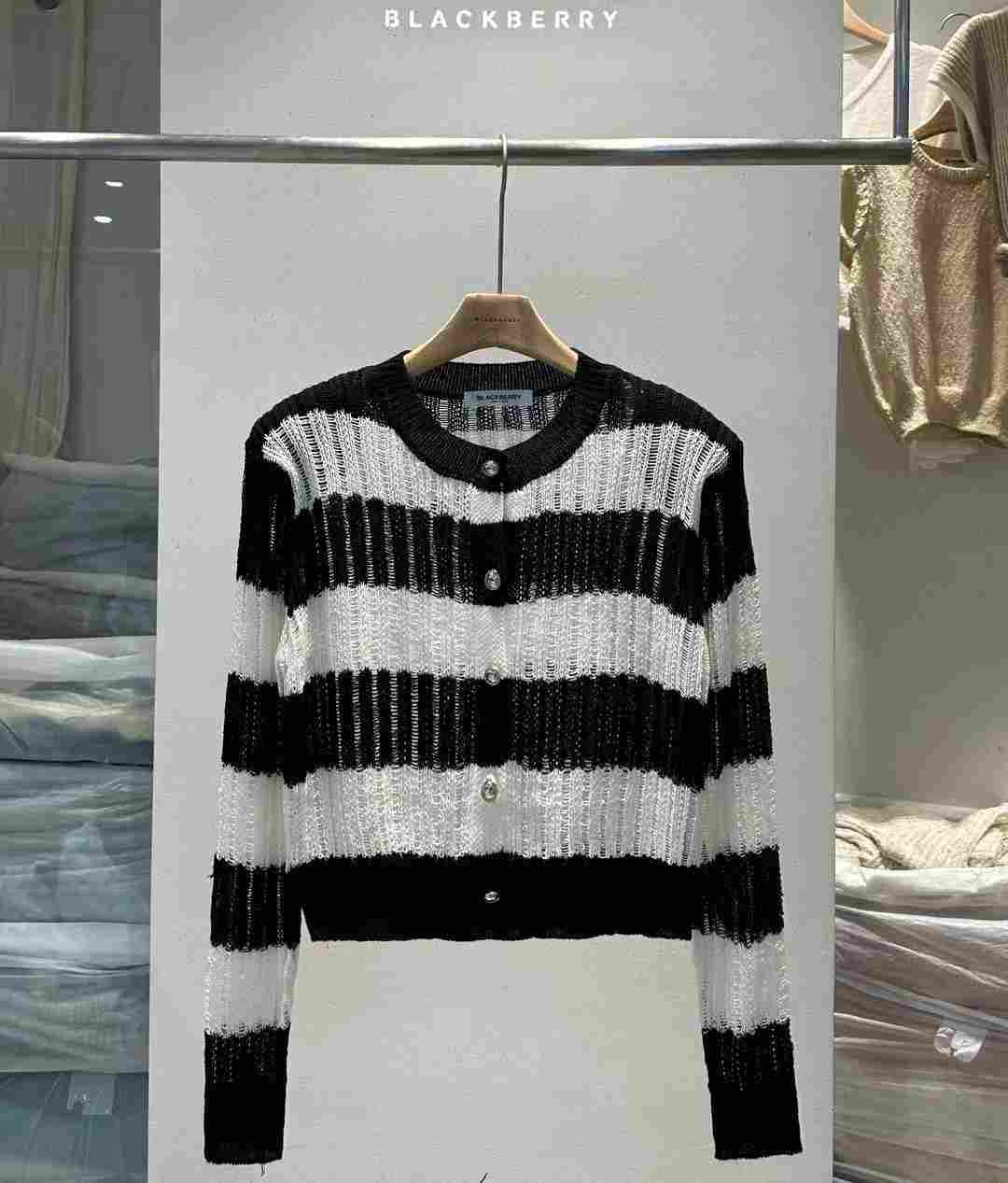 BLACKBERRY韓國直郵㊣女士新品休閑職業時尚人氣針織衫透明BLACKBERRY針織衫