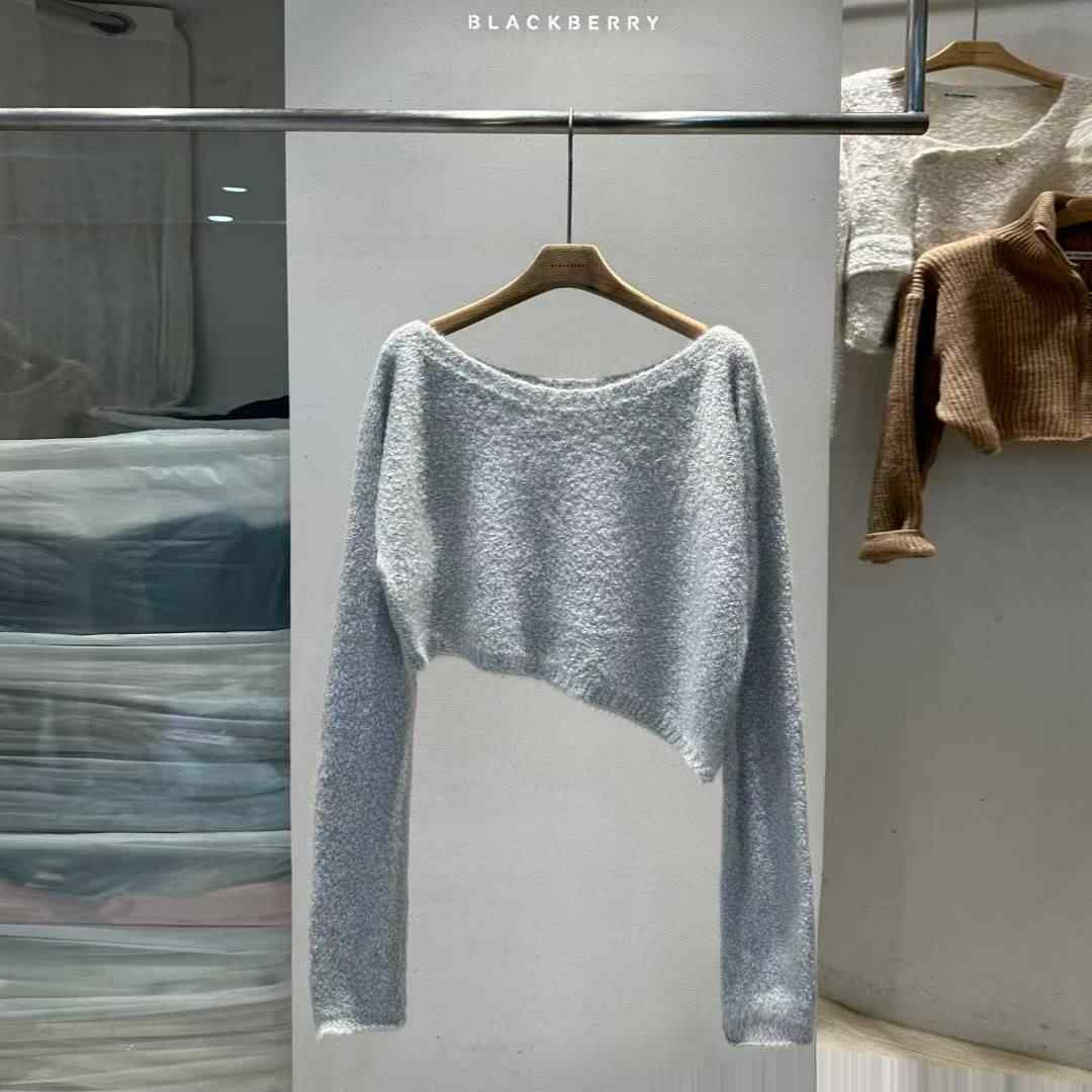 BLACKBERRY東大門㊣直郵女士新款人氣推薦休閑職業針織衫船領BLACKBERRY針織衫
