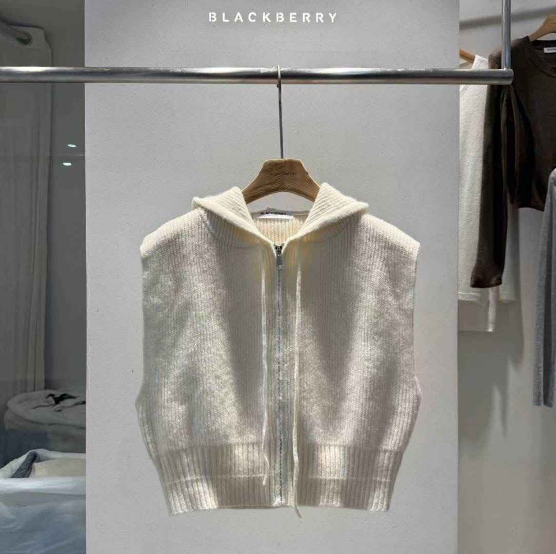 BLACKBERRY東大門㊣直郵女裝新品推薦休閑人氣馬甲拉鏈連帽BLACKBERRY馬甲