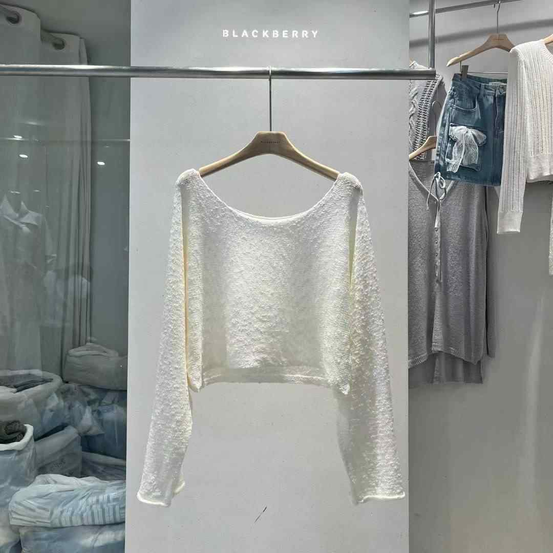 BLACKBERRY韓國直郵㊣女裝新款真品25秋冬時尚休閑針織衫船領BLACKBERRY針織衫