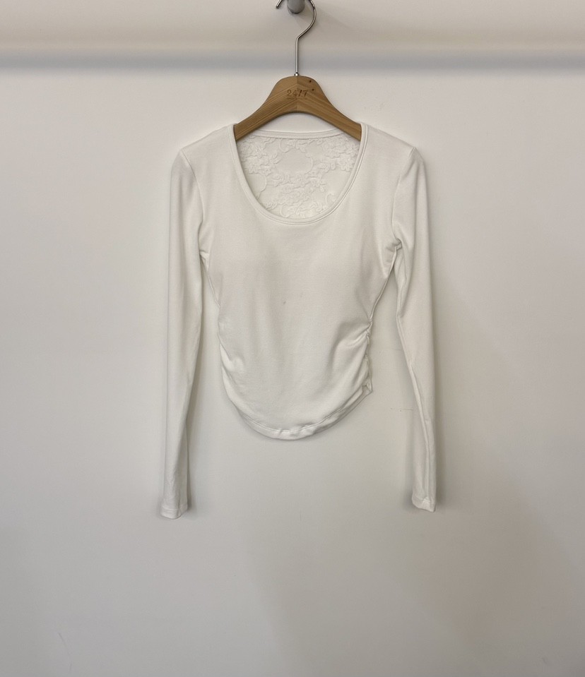 TWENTY FOUR SEVEN24-7韓國代購㊣女裝新品職業長袖T恤蕾絲褶皺TEWNTY FOUR SEVEN24-7長袖T恤