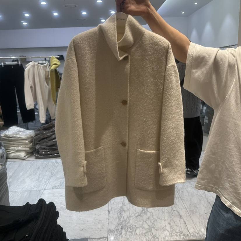 CREAM-P韓國直郵㊣女裝新款休閑推薦25秋冬人氣短款大衣羊駝CREAM-P短款大衣