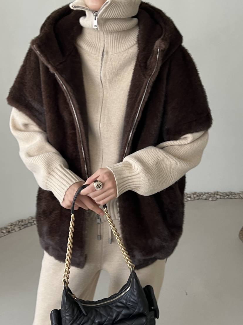 DEMAR韓國代購㊣女士新款25秋冬熱賣人氣休閑馬甲不含內搭貂皮DEMAR馬甲