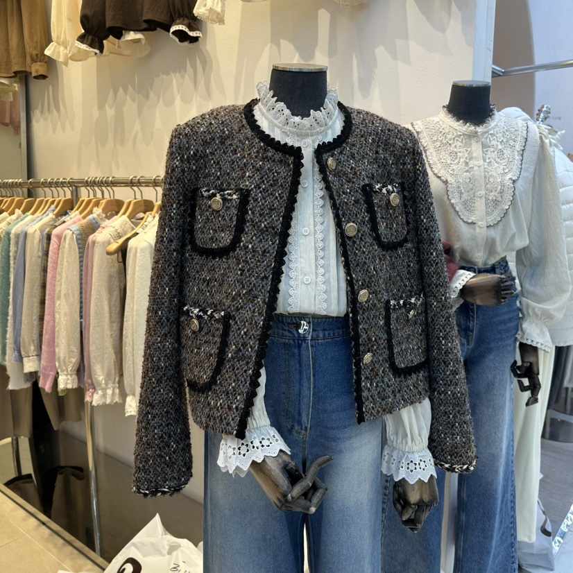 2nd B-S東大門㊣代購女裝新品推薦時尚25秋冬職業夾克粗花呢2nd B-S夾克