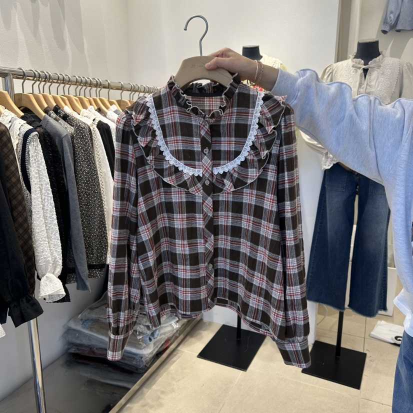 2nd B-S韓國直郵㊣女裝新品休閑職業時尚25秋冬襯衫蕾絲衫2nd B-S襯衫/蕾絲衫