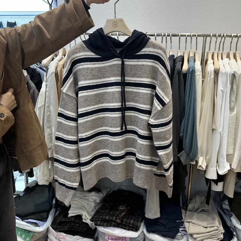 THE MOST-Q東大門㊣實拍女士新款休閑職業針織衫連帽針織衫THE MOST針織衫