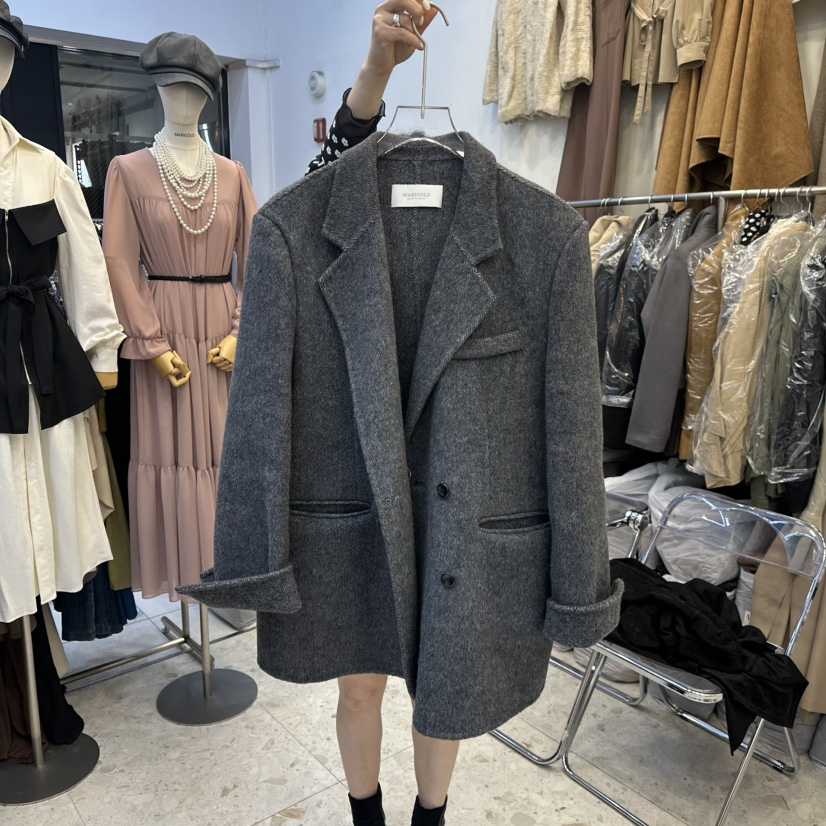 MARIGOLD東大門㊣代購女士新款時尚熱賣人氣推薦短款大衣手工MARIGOLD短款大衣