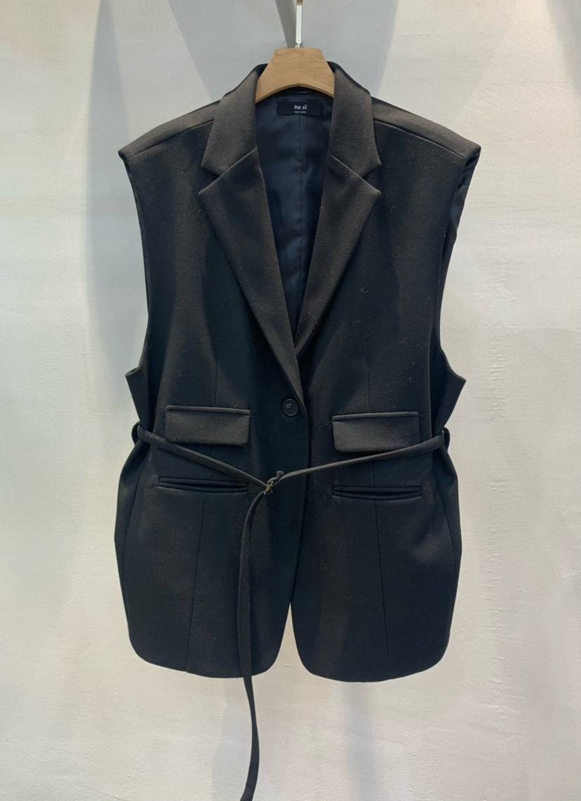 THE SIL東大門㊣實拍女裝新品人氣職業休閑時尚馬甲含腰繩THE SIL/1 2ILLY馬甲