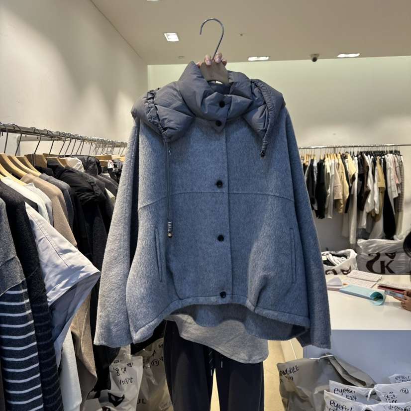 EYEFUL-Q東大門㊣直郵女士新品人氣職業推薦夾克羊駝毛兜帽eyeful夾克