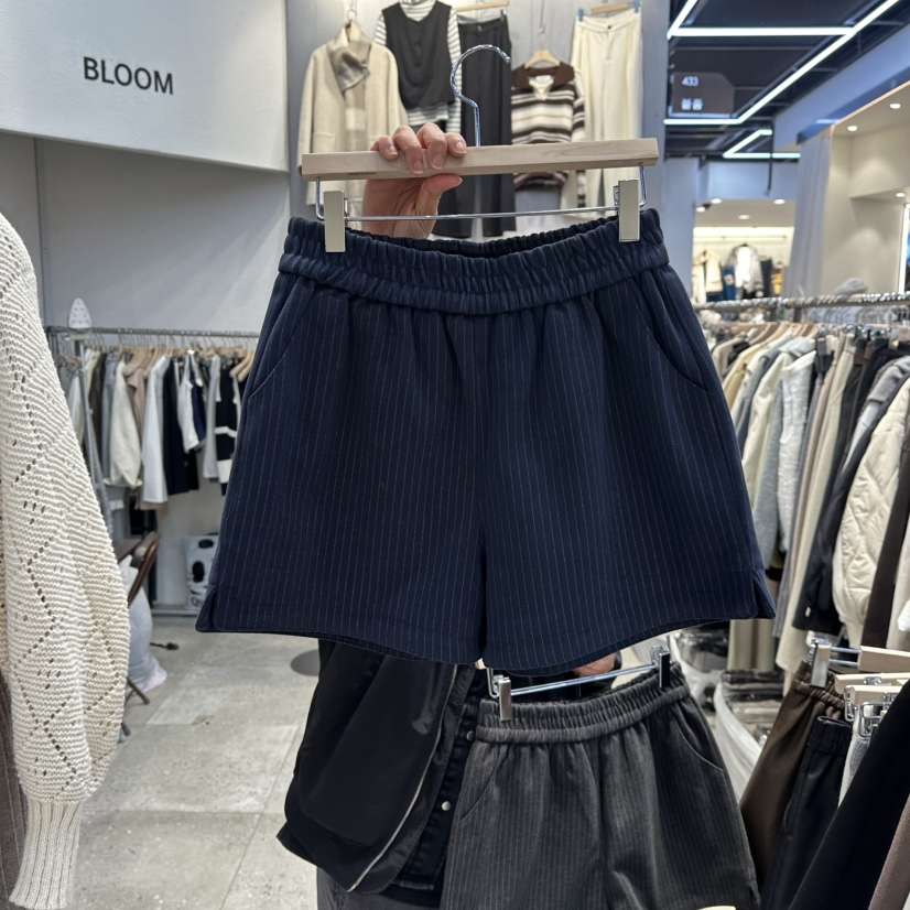 BLOOM東大門㊣代購女士新品休閑人氣25秋冬熱賣職業短褲條紋BLOOM-Q短褲