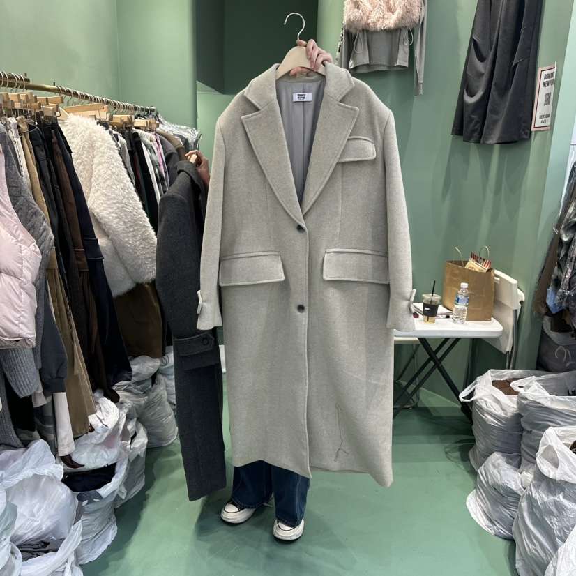 ROMANTIC NEWYORK韓國直郵㊣女士新款推薦長款風衣人字紋長款ROMANTIC NEWYORK長款風衣