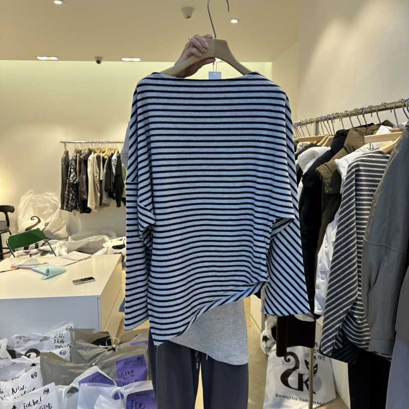 EYEFUL-Q韓國代購㊣女裝新品職業推薦25秋冬休閑針織衫船領eyeful針織衫