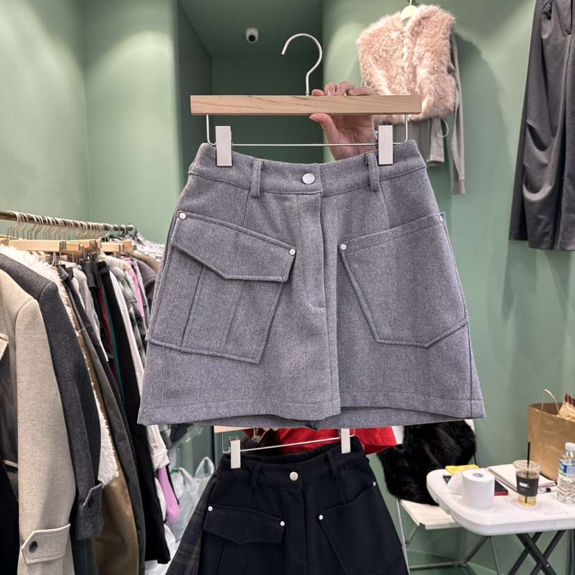 ROMANTIC NEWYORK韓國代購㊣女裝新款職業裙褲不含腰帶口袋羊毛ROMANTIC NEWYORK裙褲