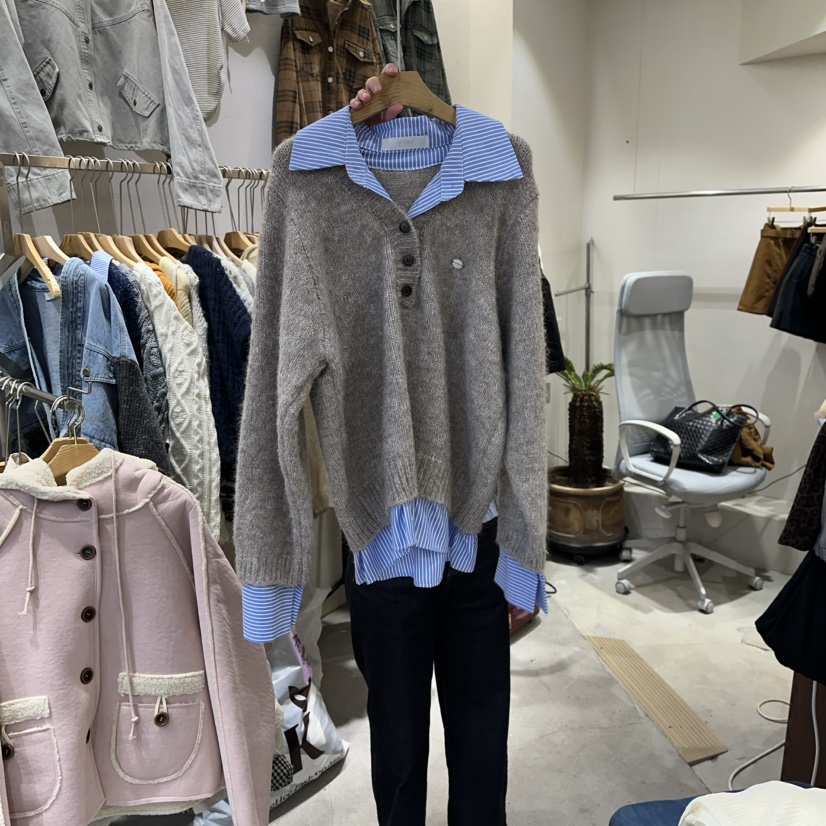 HIPTIQUE東大門㊣實拍女裝新品時尚人氣推薦休閑針織衫假兩件HIPTIQUE針織衫