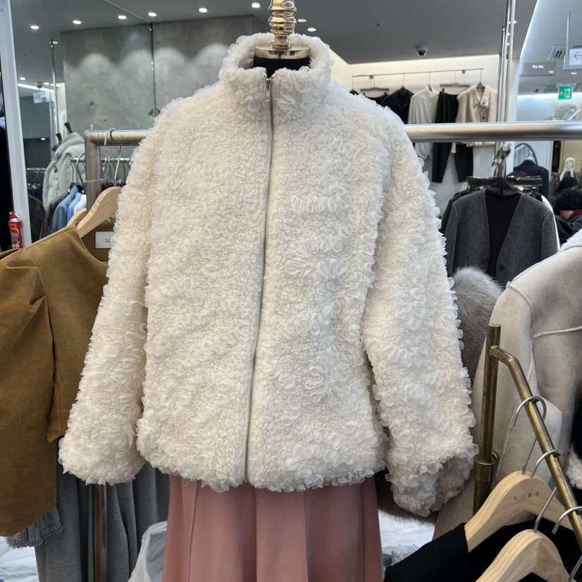 BEEN-A東大門㊣實拍女裝新品人氣25秋冬熱賣短款大衣荷葉邊BEEN-A短款大衣