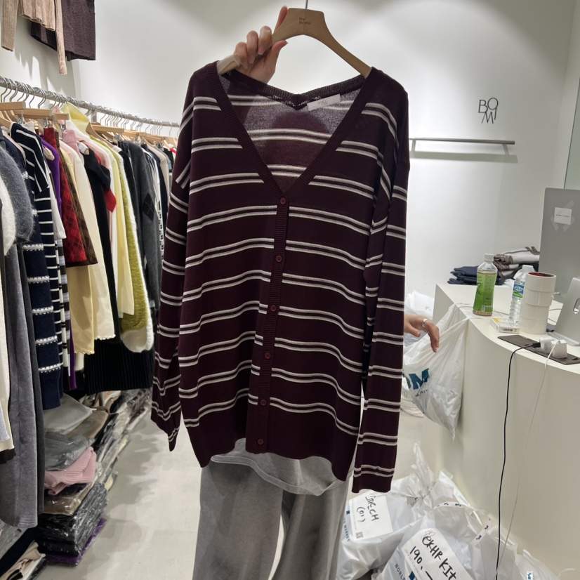 BY BOMI韓國直郵㊣女士新款休閑時尚熱賣針織衫不含內搭開衫BY BOMI針織衫