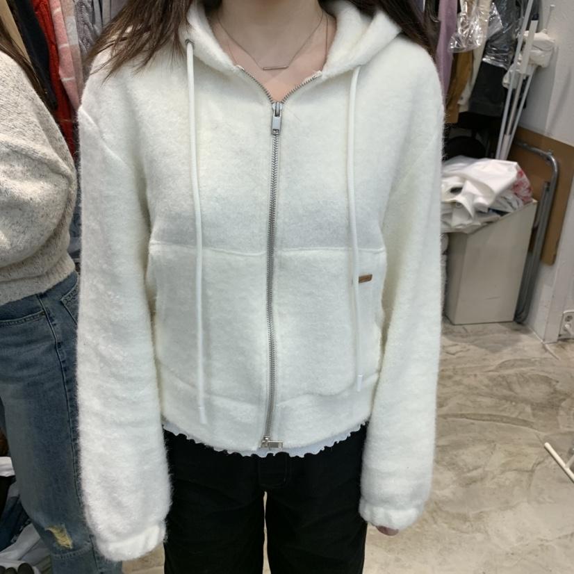 ALMOND PEPE東大門㊣實拍女士新品休閑推薦針織衫連帽拉鏈衫ALMOND PEPE針織衫