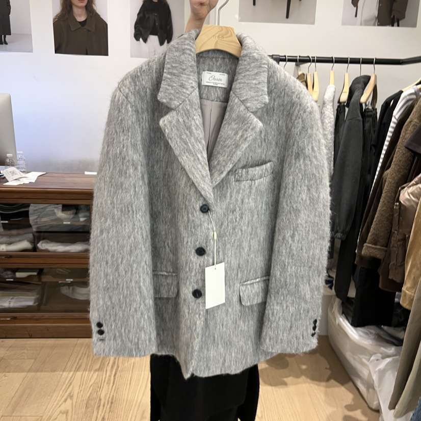 OURIN東大門㊣代購女裝新款推薦25秋冬時尚熱賣短款大衣羊駝OURIN短款大衣