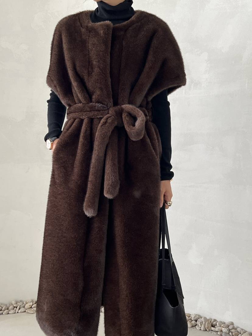 DEMAR東大門㊣直郵女裝新款時尚職業中長款大衣不含內搭貂絨DEMAR中長款大衣