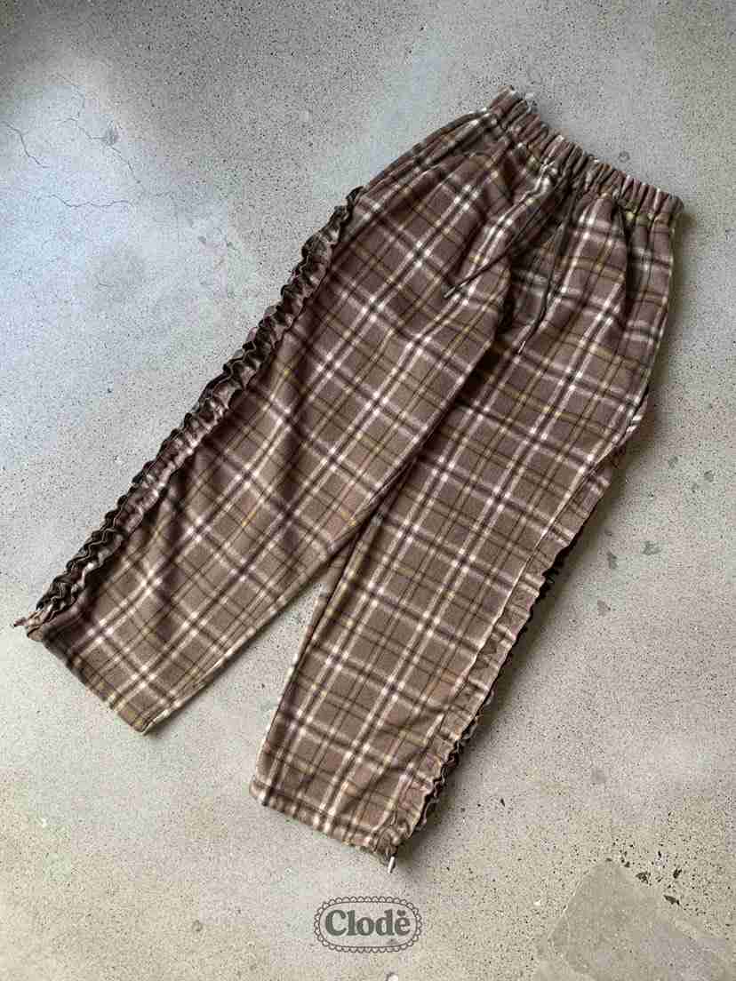 CLODE東大門㊣代購女士新品職業推薦25秋冬休閑褲荷葉邊羊毛格紋CLODE休閑褲