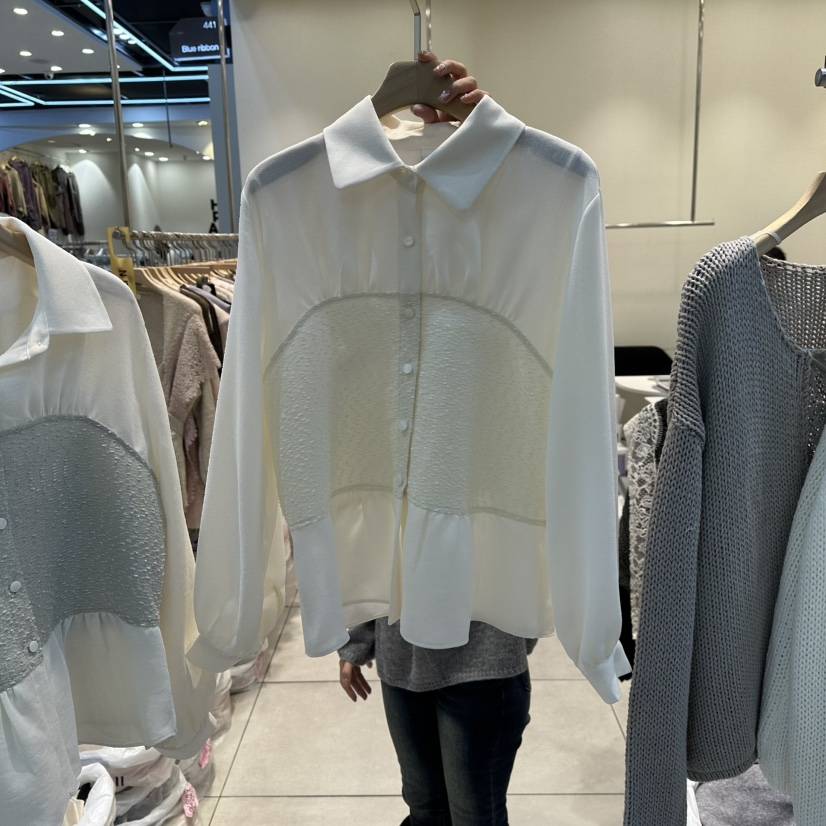 BLUE RIBBON韓國代購㊣女裝新品時尚25秋冬職業襯衫蕾絲衫BLUE RIBBON襯衫/蕾絲衫