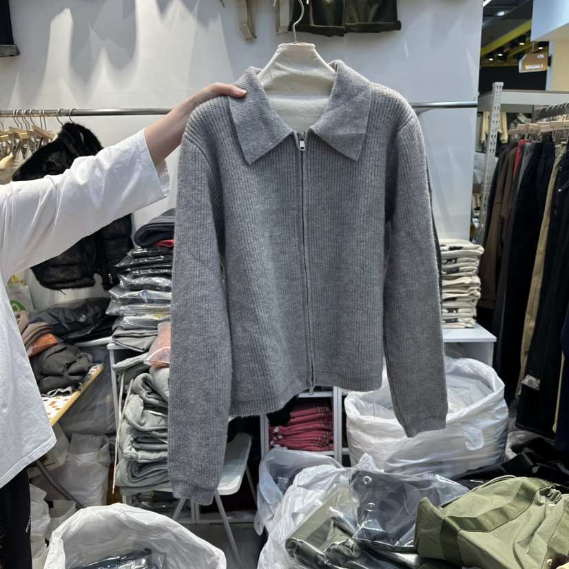 WASHBLUE東大門㊣實拍女裝新款熱賣休閑人氣25秋冬毛衣拉鏈開衫WASHBLUE毛衣