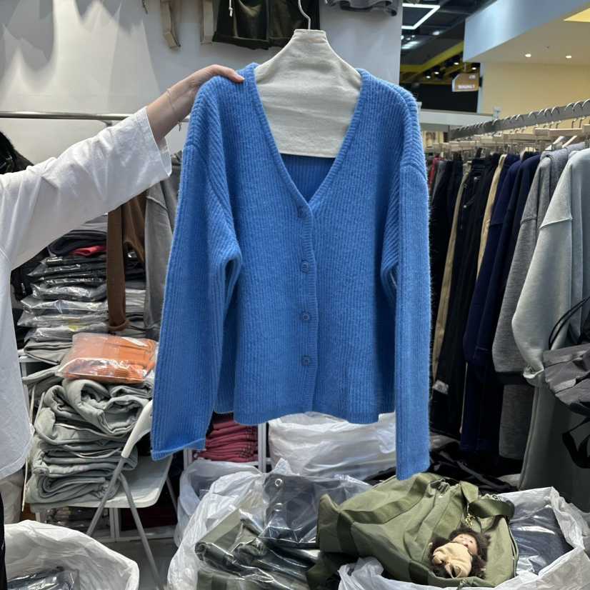 WASHBLUE東大門㊣直郵女裝新品熱賣時尚休閑25秋冬毛衣寬松開衫WASHBLUE毛衣