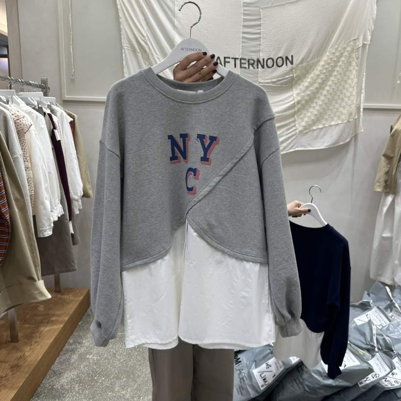 AFTERNOON韓國代購㊣女裝新款時尚休閑熱賣推薦25秋冬人氣衛衣AFTERNOON衛衣