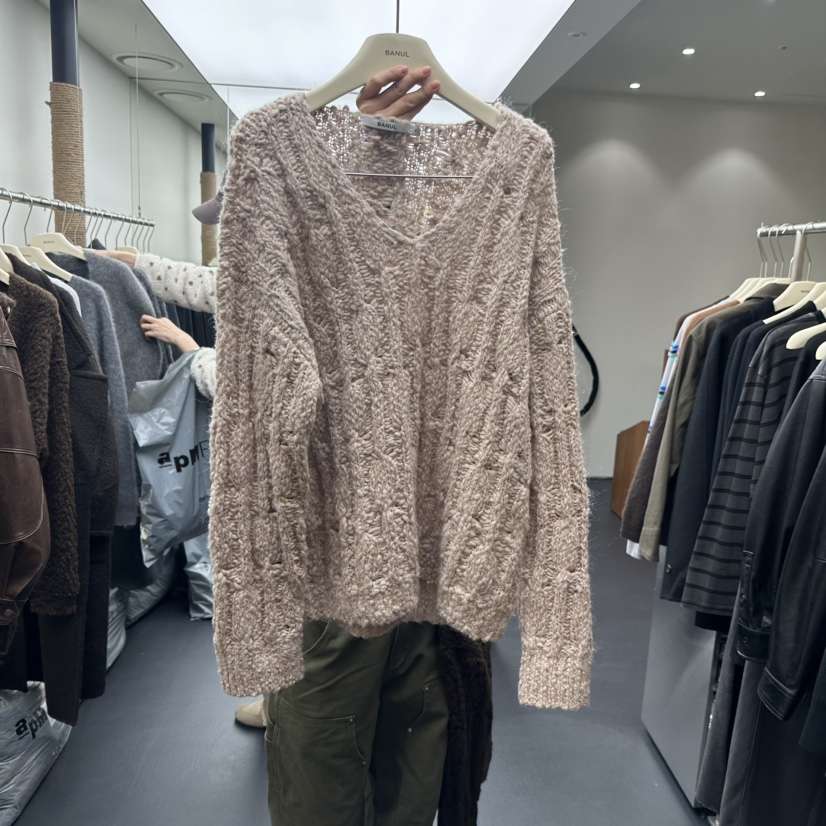 BANUL韓國直郵㊣女裝新款推薦25秋冬職業時尚休閑人氣針織衫BANUL針織衫