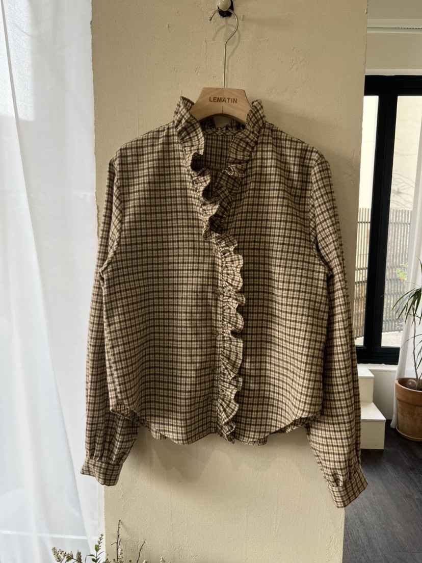 LEMATIN韓國代購㊣女裝新款推薦休閑人氣25秋冬襯衫蕾絲衫格子LEMATIN襯衫/蕾絲衫