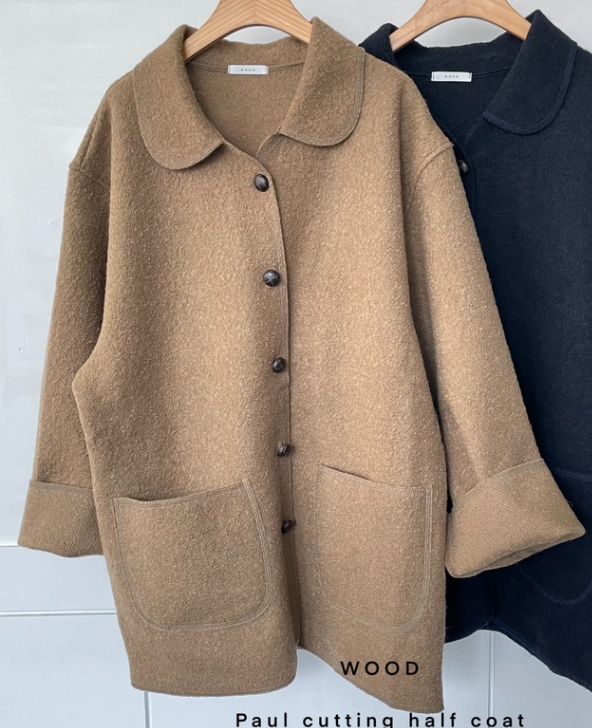 WOOD東大門㊣直郵女裝新品職業人氣熱賣25秋冬休閑短款大衣WOOD短款大衣