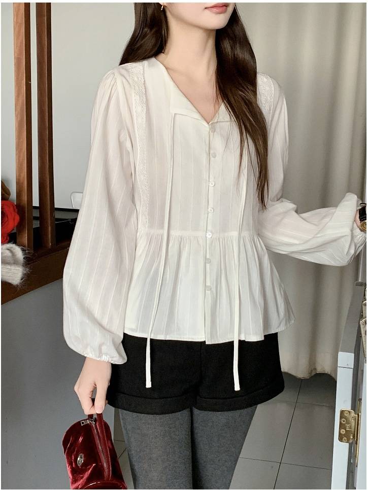 FRILL-T韓國代購㊣女士新品時尚熱賣推薦休閑職業襯衫蕾絲衫FRILL-T襯衫/蕾絲衫