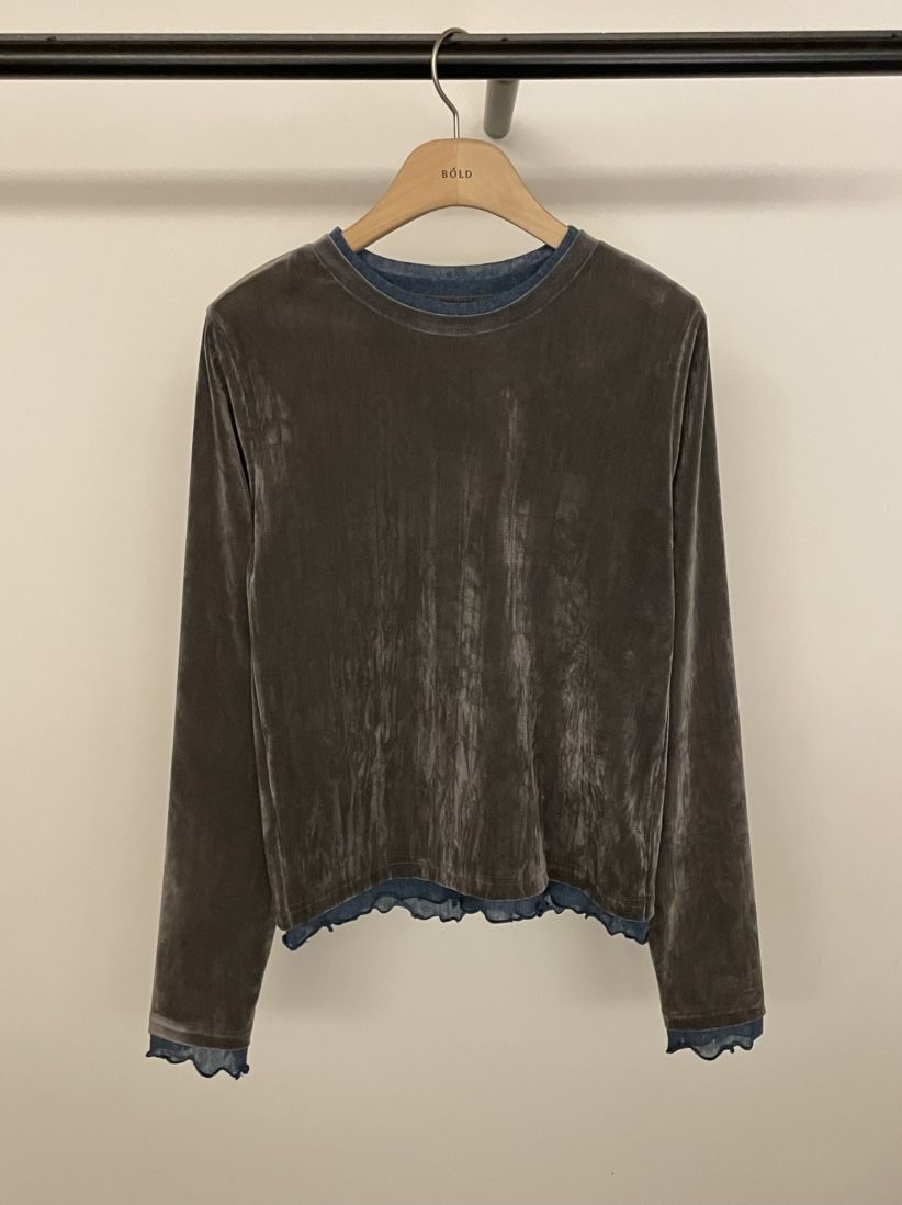 BOLD-A韓國直郵㊣女士新款25秋冬休閑推薦人氣長袖T恤天鵝絨RE BOLD長袖T恤