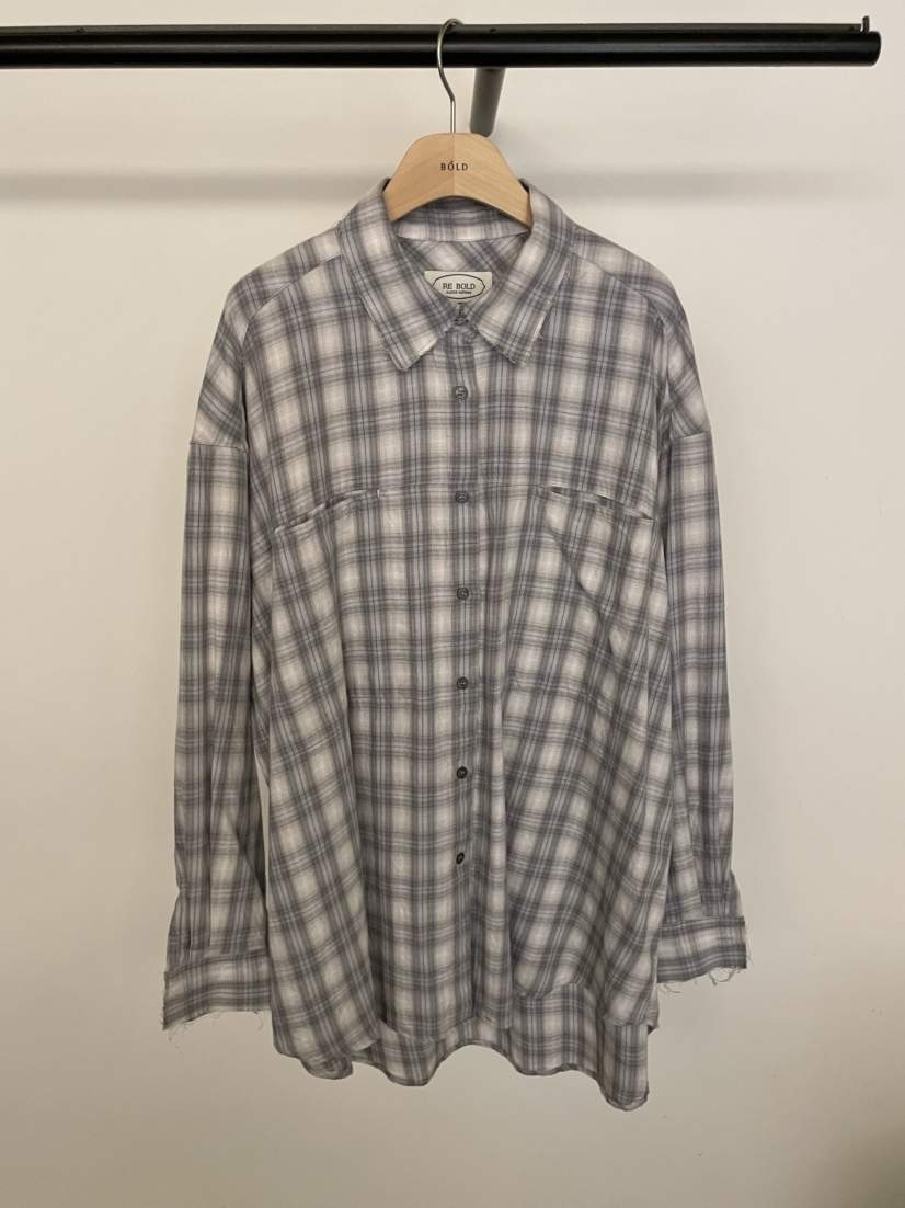 BOLD-A韓國代購㊣女士新款時尚休閑推薦襯衫蕾絲衫復古格紋RE BOLD襯衫/蕾絲衫