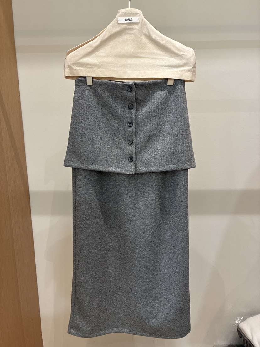 TORRE韓國直郵㊣女士新品推薦人氣休閑25秋冬熱賣職業長裙羊毛TORRE長裙