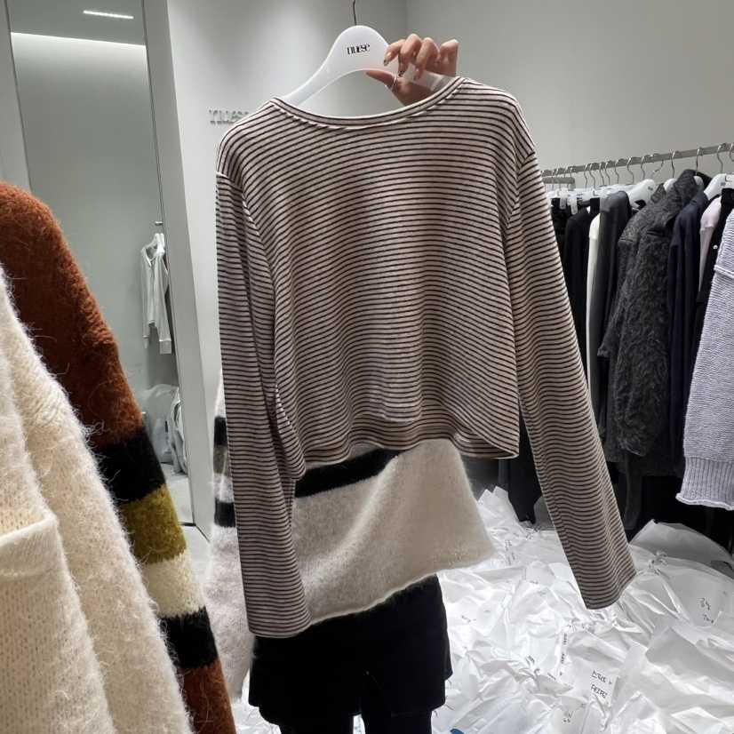 NUESE韓國直郵㊣女裝新品時尚人氣25秋冬熱賣休閑職業長袖T恤NUESE長袖T恤