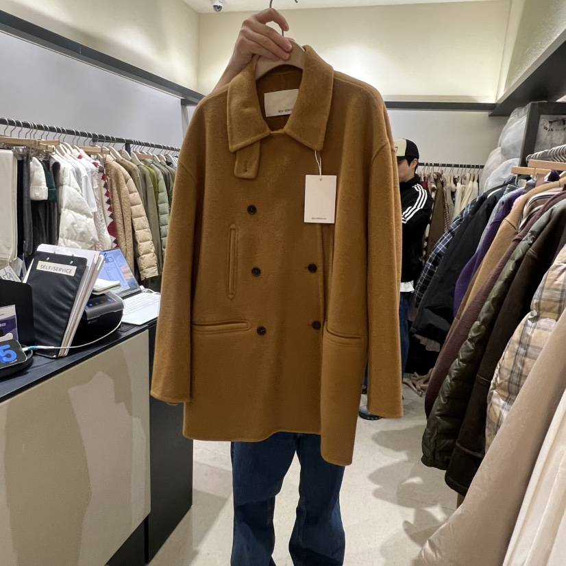 SELF SERVICE東大門㊣代購女裝新品熱賣25秋冬推薦中長款大衣SELF SERVICE中長款大衣
