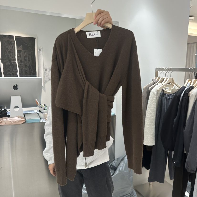 HAUTTE-P東大門㊣代購女士新品推薦職業熱賣針織衫假兩件披肩HAUTTE針織衫