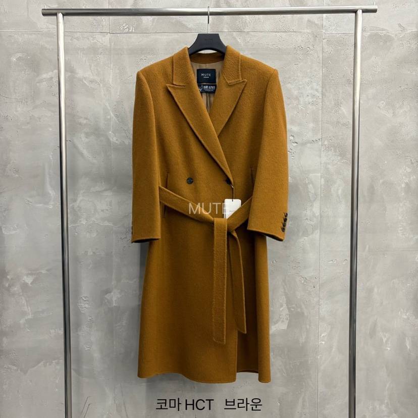 MUTE-P韓國代購㊣女士新款職業人氣熱賣時尚中長款大衣含腰帶MUTE中長款大衣