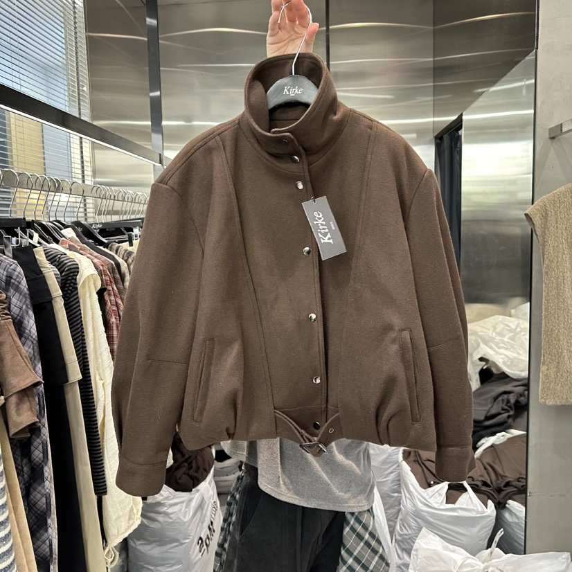 KIRKE韓國代購㊣女士新品時尚熱賣25秋冬休閑人氣職業夾克系帶KIRKE夾克