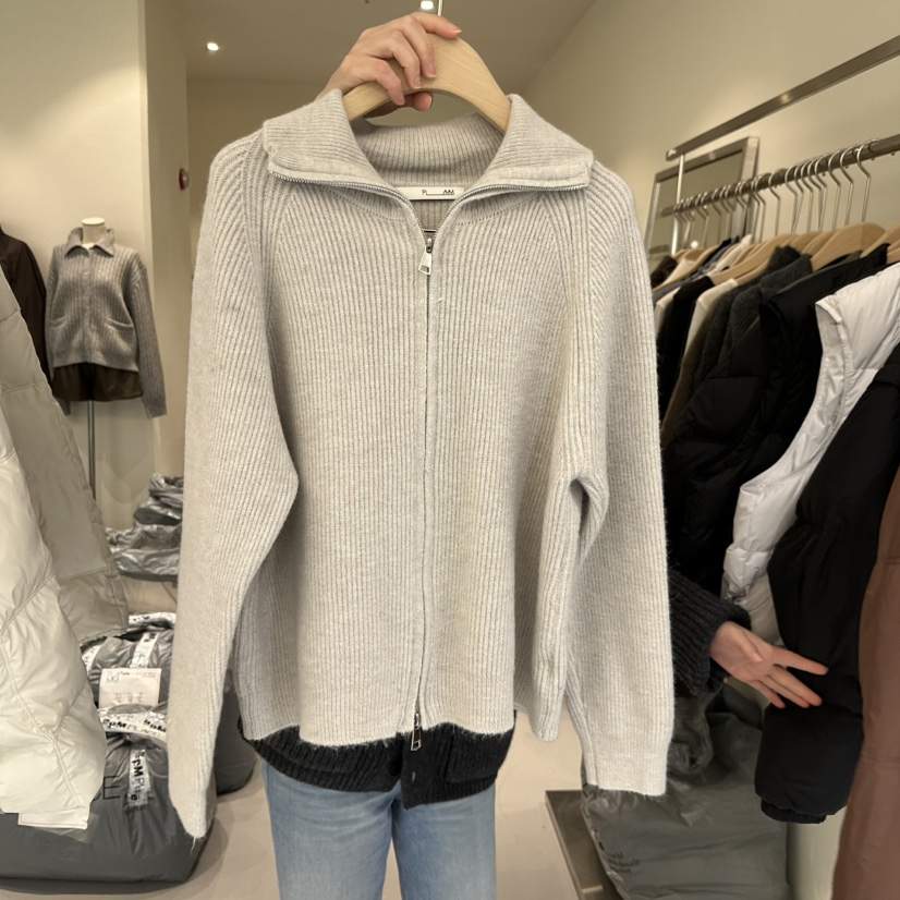 PLAMM東大門㊣直郵女士新品時尚休閑推薦職業25秋冬針織衫拉鏈PLAMM針織衫