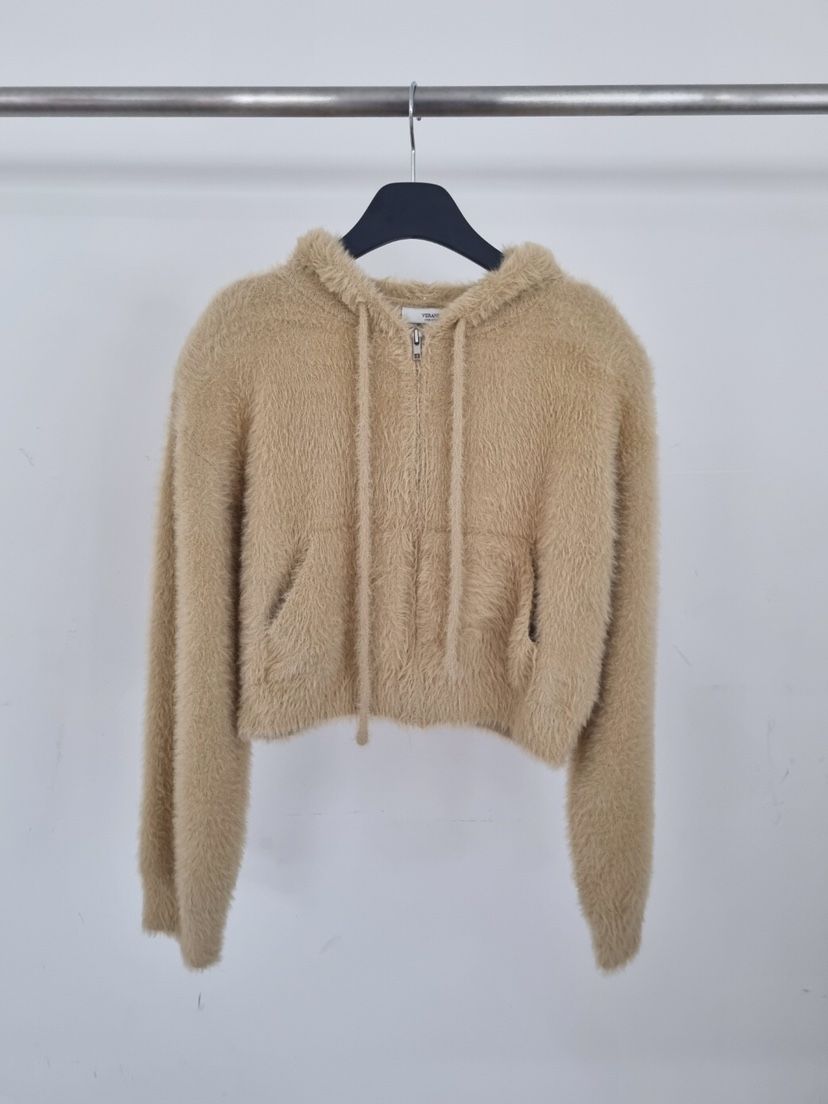 VERANDA韓國直郵㊣女士新品熱賣25秋冬針織衫連帽拉鏈衫貂皮VERANDA針織衫