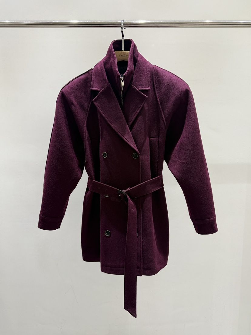 STAGE韓國直郵㊣女裝新品25秋冬時尚人氣熱賣推薦休閑短款大衣STAGE短款大衣