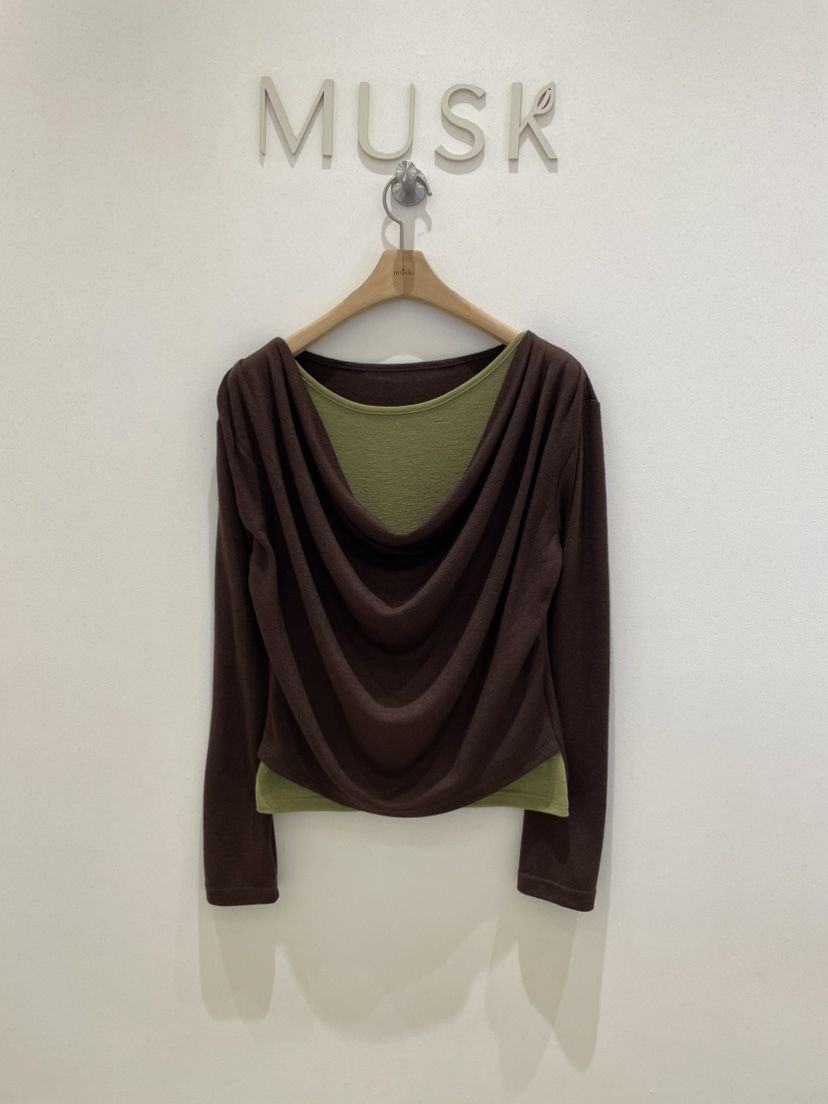 MUSK東大門㊣實拍女裝新款休閑人氣熱賣推薦職業長袖T恤假兩件MUSK長袖T恤
