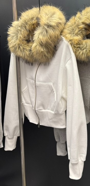 UNA/THE MAY韓國代購㊣女士新款推薦職業人氣夾克毛皮兜帽THEMAY/UNA夾克