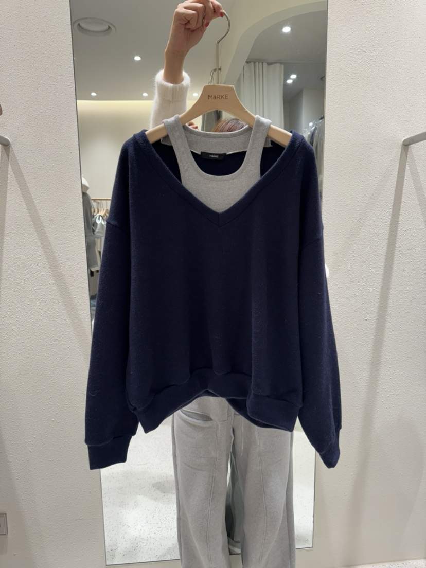 MARKE-P東大門㊣代購女士新品時尚休閑推薦人氣針織衫假兩件MARKE-P針織衫
